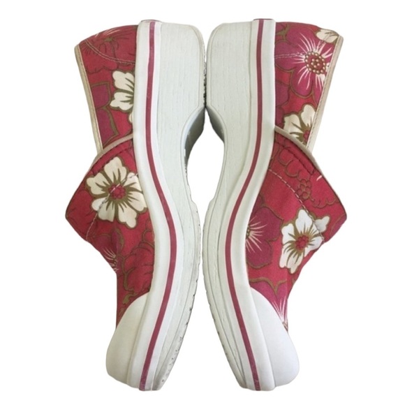 Dansko | Vegan Volley Canvas Clogs Tropical Floral Red Hawaiian Shoes Size 40 - Picture 4 of 7